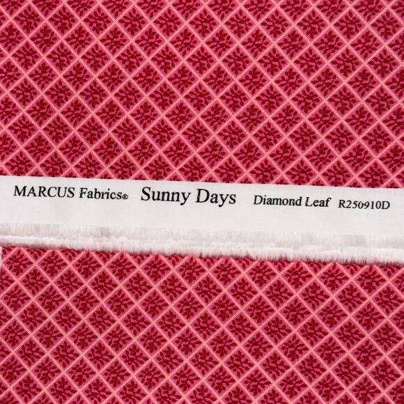Sunny Days Pink Diamond Leaf Cotton Fabric by Marcus Fabrics - 1 Yard - Picture 3 of 6